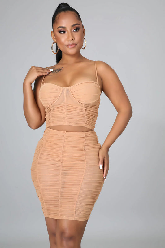 Focus On Me Skirt Set (Nude)