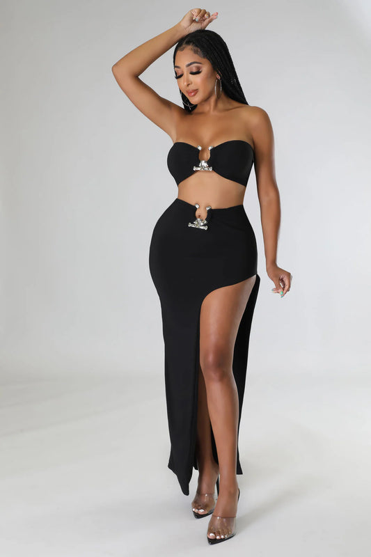 Night Is Young Skirt Set (Black)